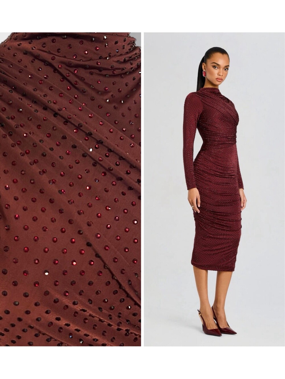 NWT $798 Retrofete Mavy Crystal Embellished Beaded Ruched Maxi Dress Gown Small